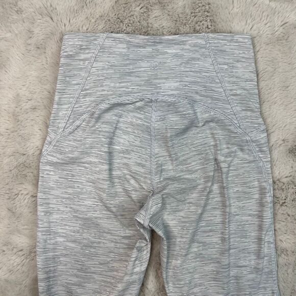 Lululemon Womens 4 Train Times Pants Crop Leggings Grey White Heathered Mesh - Picture 10 of 14